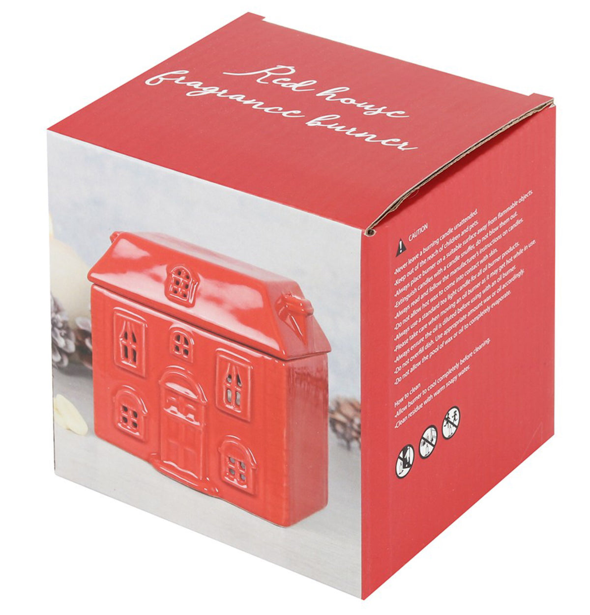 Christmas Red Ceramic House Burner