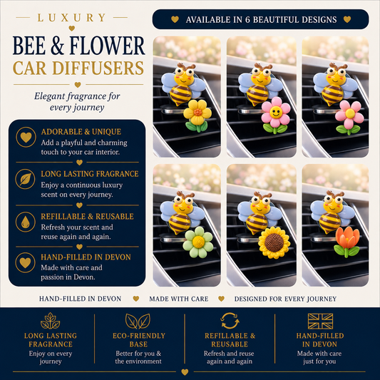 Bee & Flower Set - Novelty Car Air Freshener - Car Diffuser