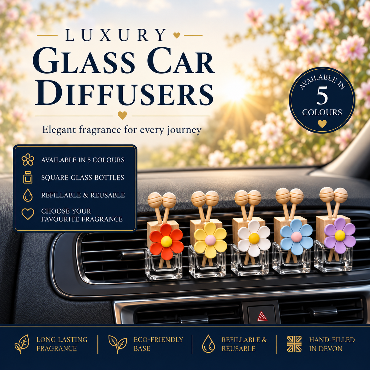 Pretty Daisy Flower Car Air Freshener - Car Diffuser