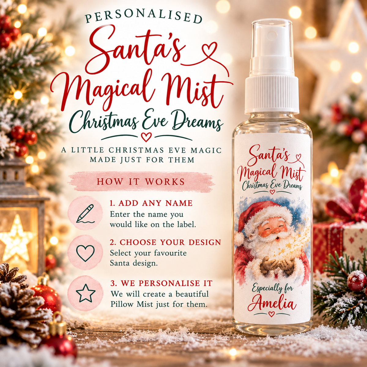 Santa’s Magical Mist — Personalised Christmas Eve Pillow Mist