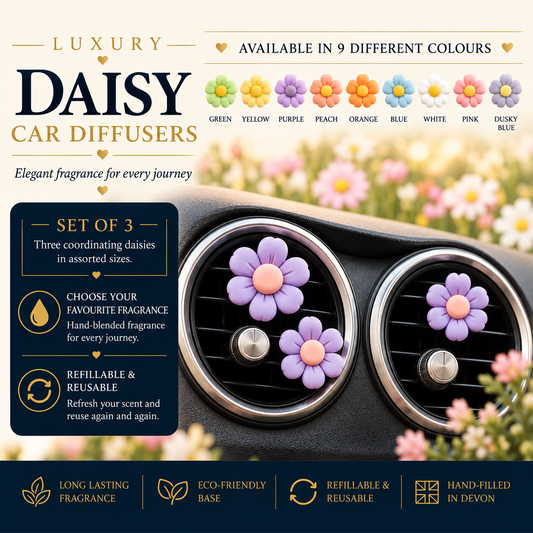 Set of 3 Small Pretty Flower Car Air Freshener - Car Diffuser