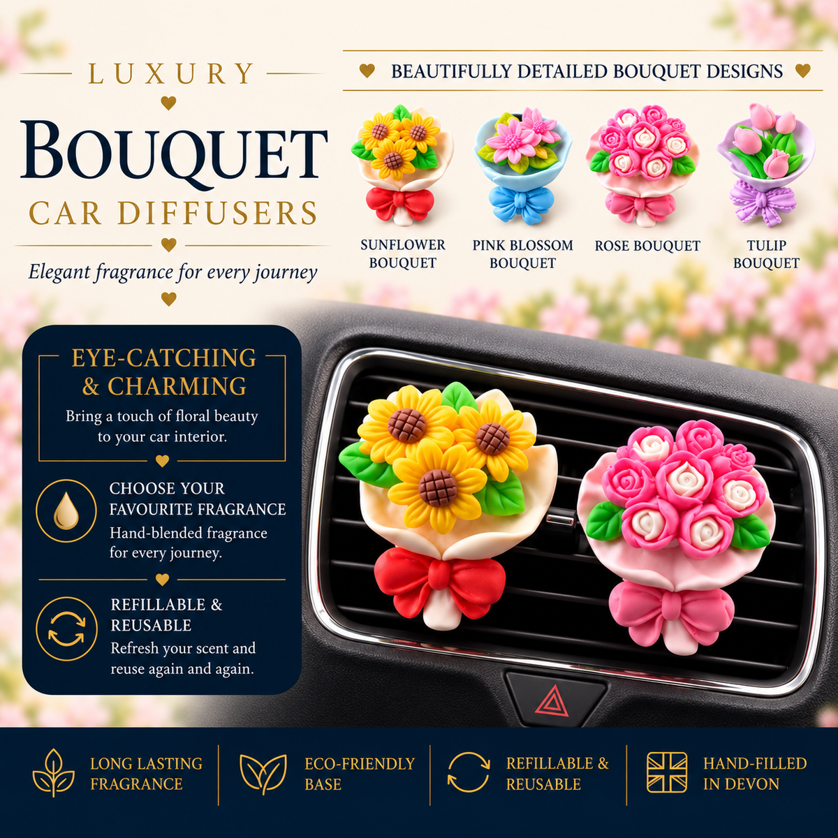 Flower Bouquet Car Air Freshener - Car Diffuser
