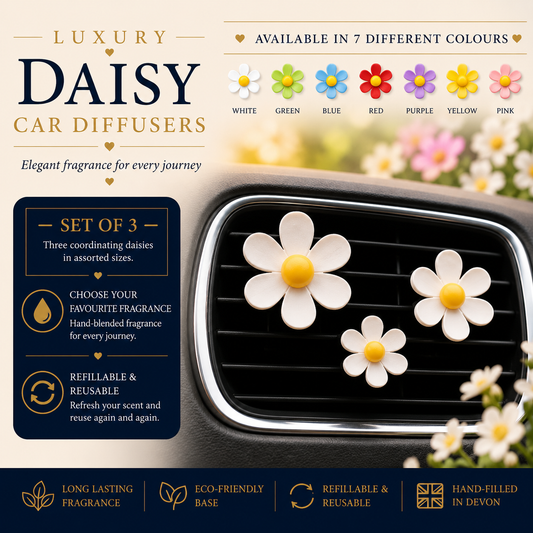 Set of 3 Daisy Car Air Fresheners - Car Diffusers