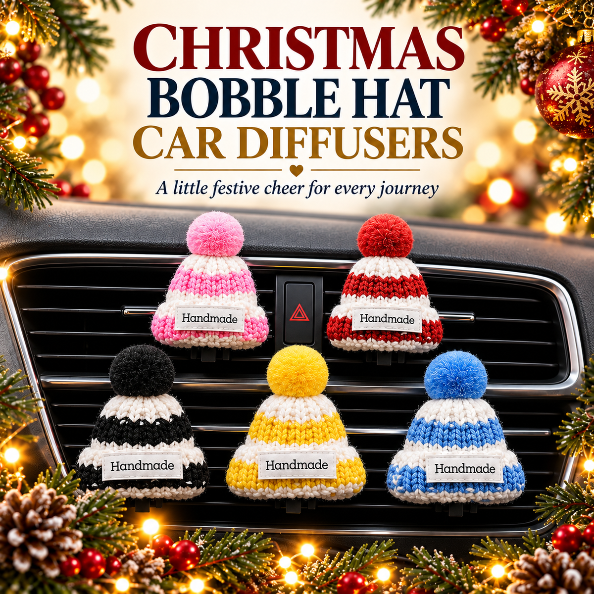 Christmas Bobble Hat Car Diffuser - Christmas Woolly Hat Car Freshener