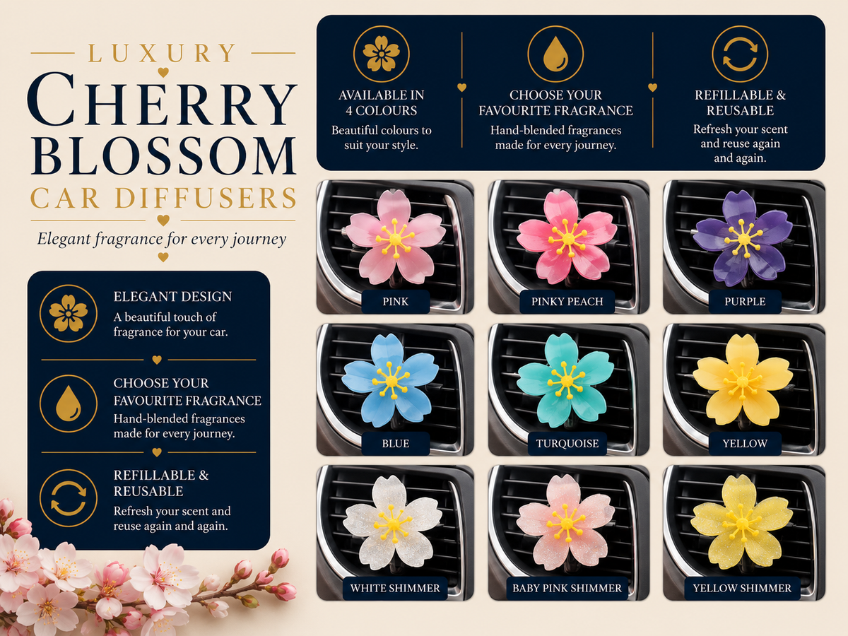 Cherry Blossom Vented Car Diffuser – Refillable Car Air Freshener
