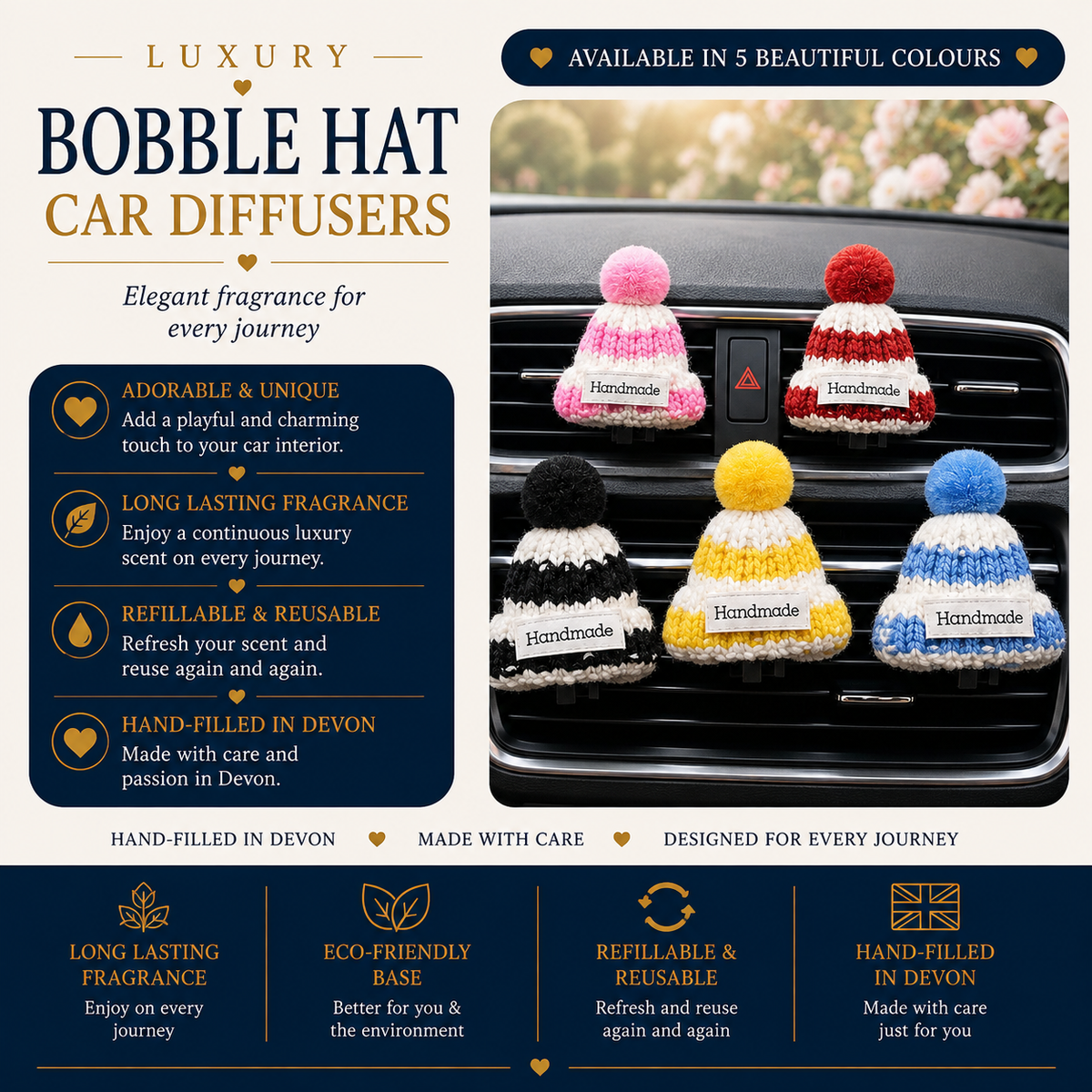 Bobble Hat Car Air Freshener - Car Diffuser