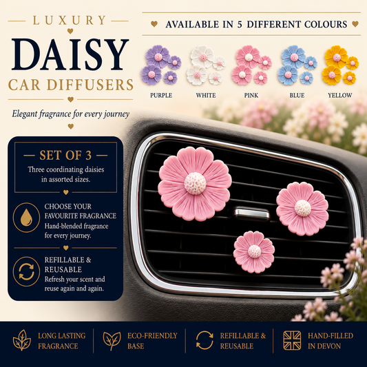 Set of 3 Frilly Daisy Car Air Fresheners - Car Diffusers