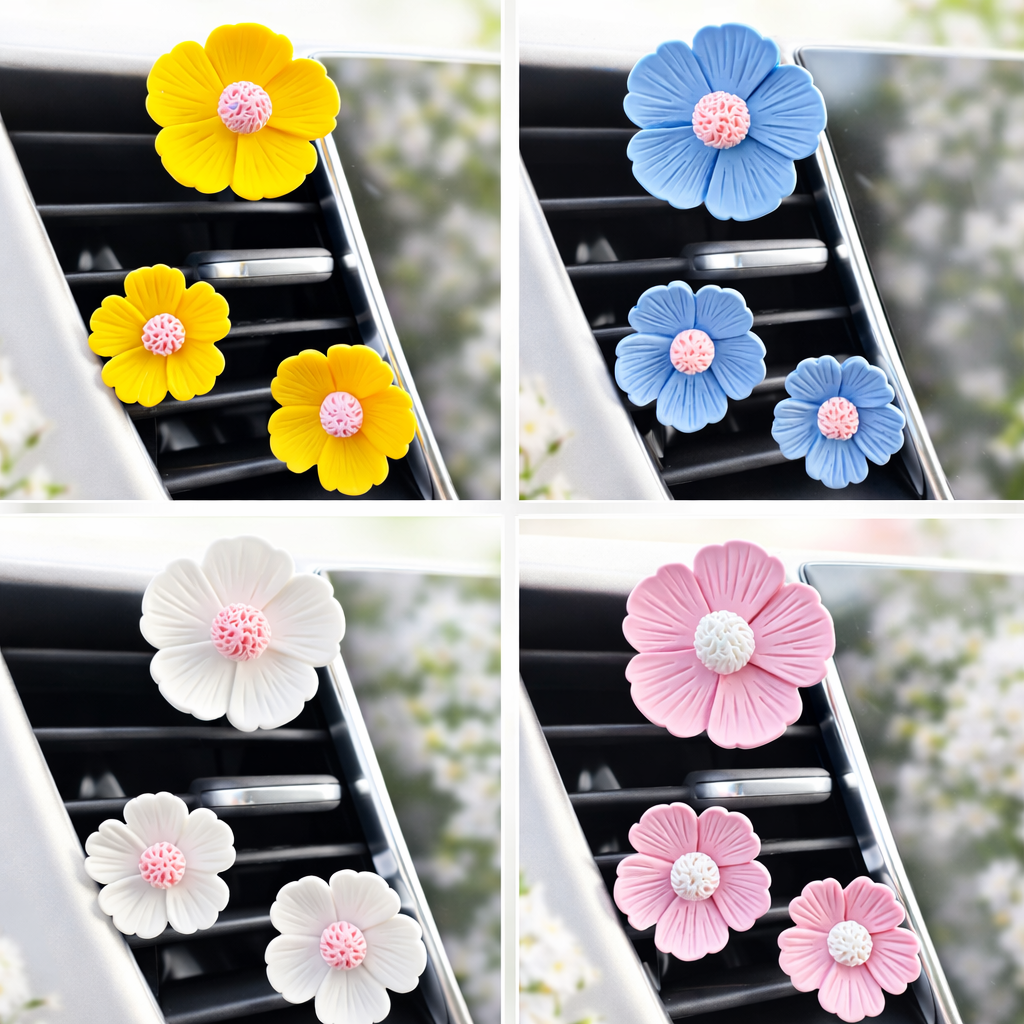 Set of 3 Frilly Daisy Car Air Fresheners - Car Diffusers