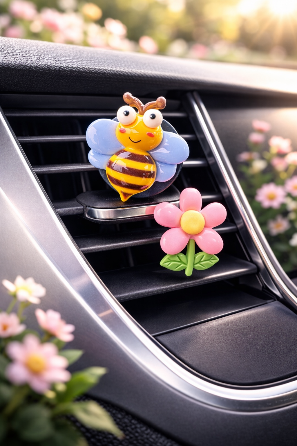 Bee & Flower Set - Novelty Car Air Freshener - Car Diffuser