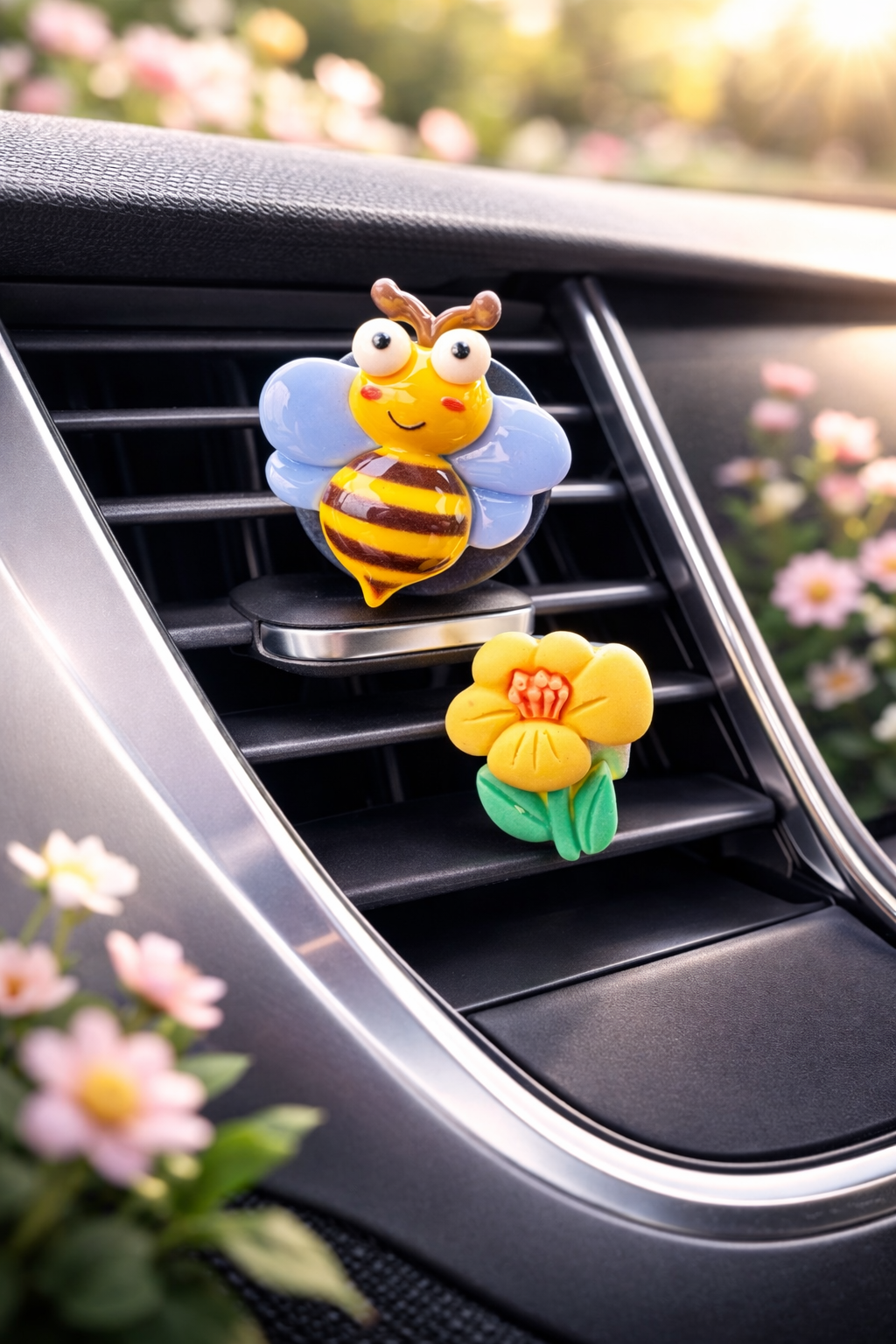 Bee & Flower Set - Novelty Car Air Freshener - Car Diffuser