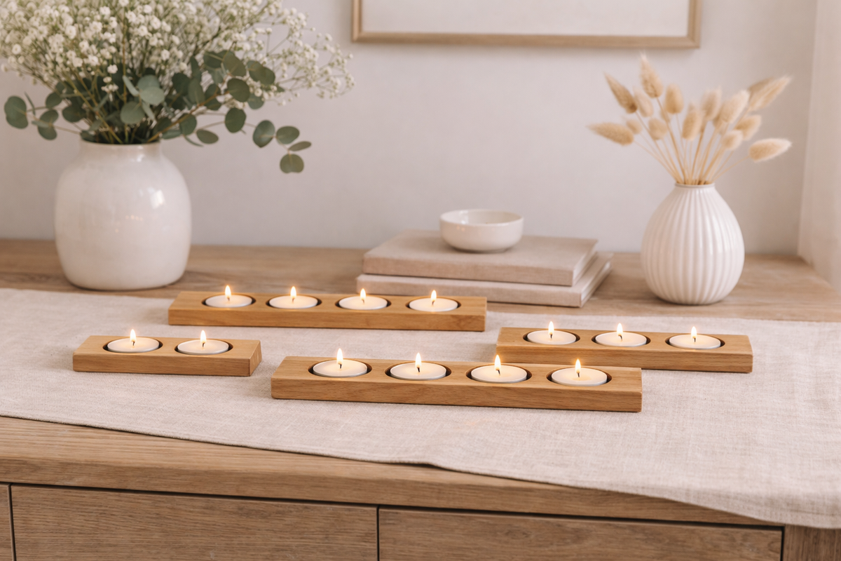 Handmade Oak Tea Light Holders