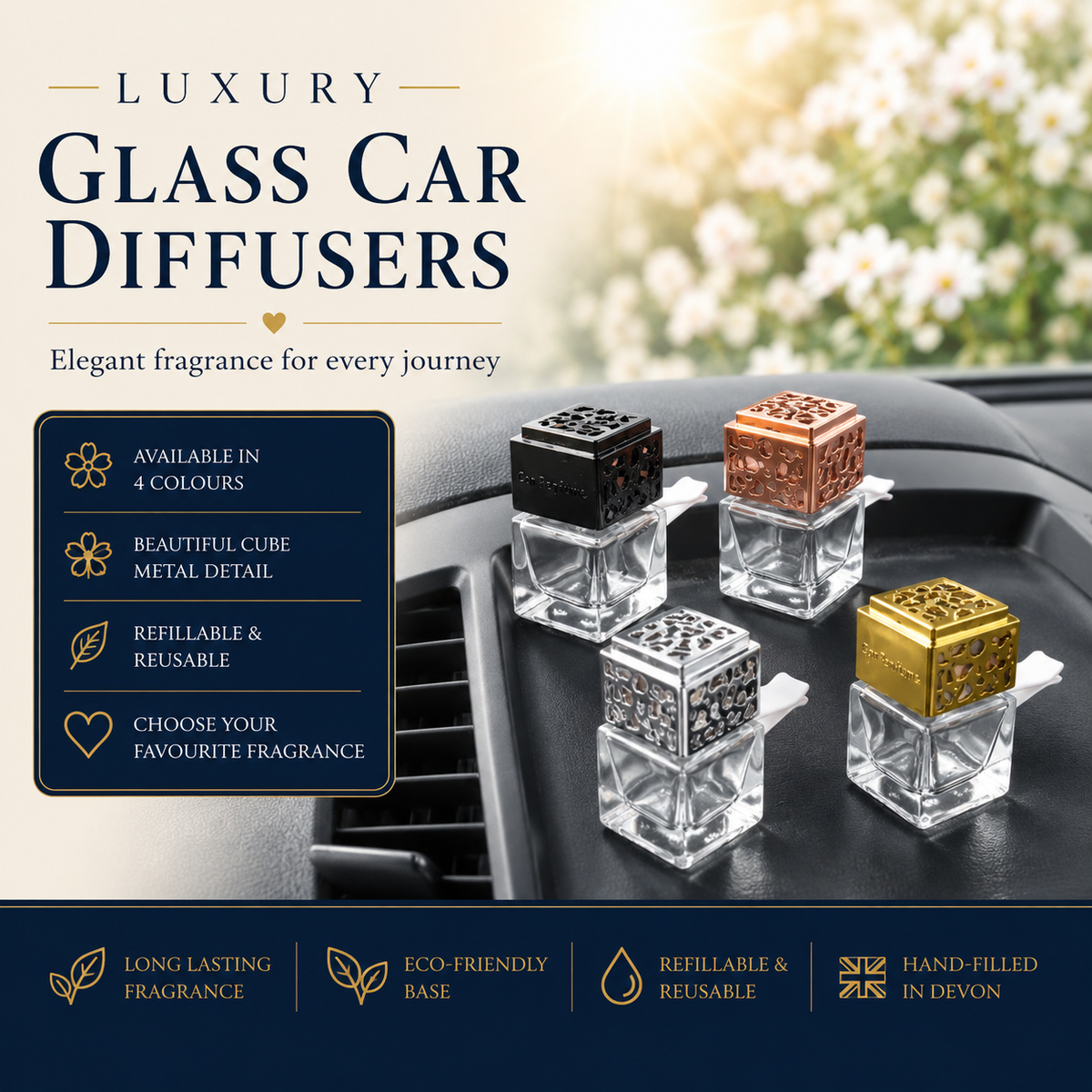 Luxury Glass Vented Car Air Fresheners - Car Diffusers