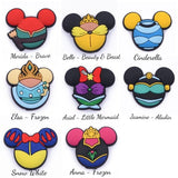 Set of colorful character-themed pins featuring well-known Disney characters on a white background.